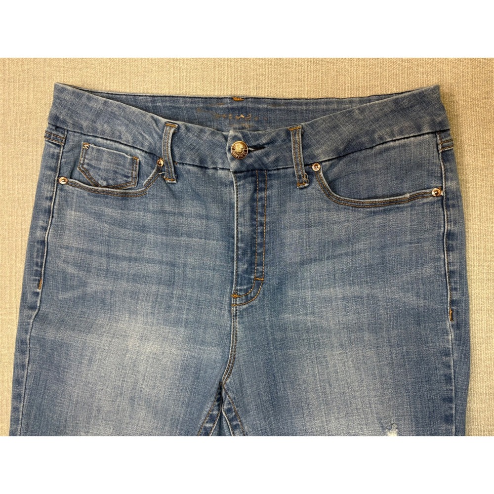 Seven7 Women Medium Wash Distressed High Rise Skinny Jeans Size 16 - Picture 9 of 15